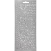 Creativ Company Stickers, hyvaa ystävänpäivää, vel 10x23 cm, zilver, 1 vel - thumbnail