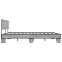 Bedframe bewerkt hout metaal grijs sonoma eiken 160x200 cm - thumbnail