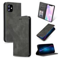 Retro huid voelen Business magnetische horizontale Flip lederen case voor iPhone 11 (donkergrijs) - thumbnail