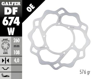 GALFER wave remschijf "df674" rotor df674 type w rigid