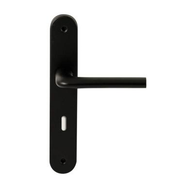 Hardbrass Deurkruk Samos op ovaal langschild sleutelgat 72mm - zwart