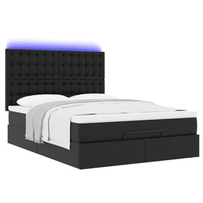 Ottoman bed met matras en LED's 140x190cm kunstleer zwart