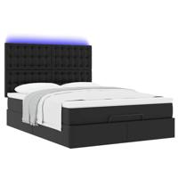 Ottoman bed met matras en LED's 140x190cm kunstleer zwart - thumbnail