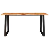 Eettafel met natuurlijke rand 160x80x75 cm massief acaciahout - thumbnail
