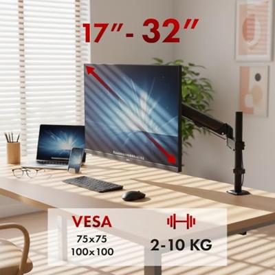 Maclean monitorsteun, gasveer, 17"-32", 10kg, zwart, MC-135