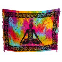 Katoenen Sarong 7 Chakra Meditatie Kleurrijk (150 x 110 cm) - thumbnail