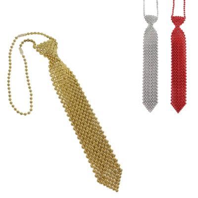 Stropdas kralen metallic 32 cm 3 assorti | 36 stuks