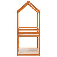 Stapelbed met dak massief grenenhout wasbruin 80x200 cm - thumbnail