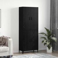 Hoge kast 2 pcs Zwart Eiken Bewerkt hout - thumbnail