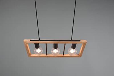 Trio HanglampAgra 3-lichts hout met zwart - 313800332