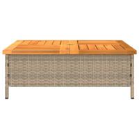 Tuintafel 70x70x25 cm poly rattan en acaciahout beige - thumbnail