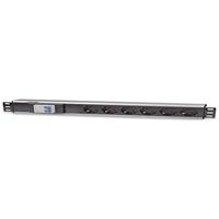 Intellinet 711432 19 inch Stekkerdoos voor patchkast 1.5 HE Geaarde contactdoos Met schakelaar Aluminium, Zwart - thumbnail