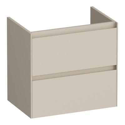 Brauer Inspire - Onderkast Ondiep - 60 cm - met 2 Softclose Lades Greeploos en 1 Sifon Uitsparing - Mat Beige