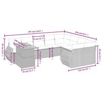 10-delige Loungeset met kussens poly rattan zwart - thumbnail
