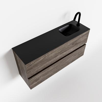 MONDIAZ ADA 100cm toiletmeubel dark brown. LEX wastafel urban rechts 1 kraangat