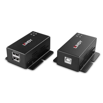 LINDY 2 Port USB 2.0 Cat.6 Extender USB-extender USB-A 2.0 Via netwerkkabel RJ45 50 m