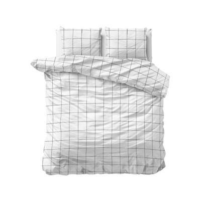 Sleeptime - Deep Check Dekbedovertrek Katoen-Satijn - Wit - 240 x 220
