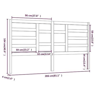 Hoofdbord 206x4x104 cm massief grenenhout zwart