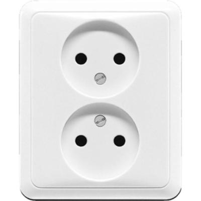 Jung CD500 2-voudige wandcontactdoos zonder randaarde creme