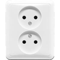 Jung CD500 2-voudige wandcontactdoos zonder randaarde creme - thumbnail