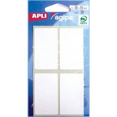 Agipa witte etiketten in etui ft 30 x 55 mm (b x h), 28 stuks, 4 per blad