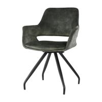 LivingFurn Eetkamerstoel 'Capp' Velvet, kleur Olive - thumbnail