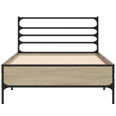Bedframe bewerkt hout metaal sonoma eikenkleurig 120x190 cm