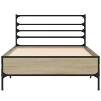 Bedframe bewerkt hout metaal sonoma eikenkleurig 90x190 cm - thumbnail