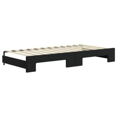 Slaapbank met onderschuifbed 90x200 cm fluweel zwart