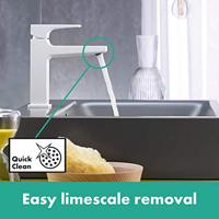 Hansgrohe Wastafelmengkraan Metropol Eengreeps 110 met Rechte Greep en Push-Open Afvoer Mat Wit - thumbnail