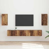 Tv-meubelset Wandgemonteerd 3 pcs Oudhout Bewerkt hout - thumbnail
