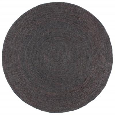 Vloerkleed handgemaakt rond 210 cm jute donkergrijs