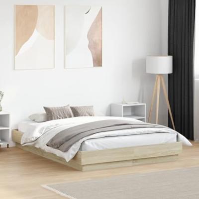 Bedframe bewerkt hout sonoma eikenkleurig 135x190 cm