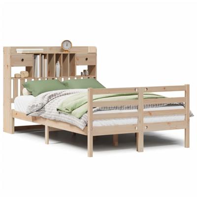 Bed met boekenkast zonder matras massief grenenhout 135x190 cm