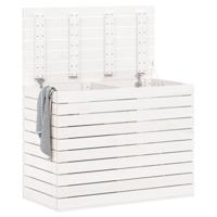 Wasmand 88,5x44x66 cm massief grenenhout wit - thumbnail