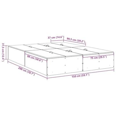 Bedframe met opslag Betongrijs 200 x 150 x 31.5 cm Bewerkt hout