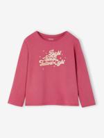 T-shirt BASICS met lange mouwen voor meisjes framboos - thumbnail