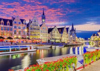 Ghent at Twilight - België Puzzel 1000 Stukjes