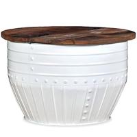 Salontafel tonvormig massief gerecycled hout wit - thumbnail