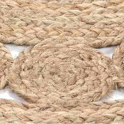 VidaXL Tapijt met ontwerp rond 210 cm gevlochten jute