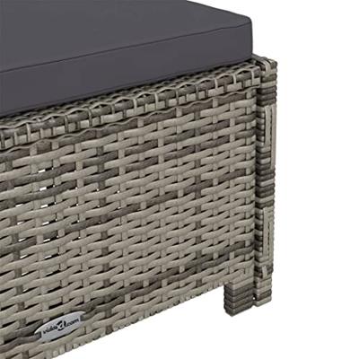 Ligbed met donkergrijs kussen poly rattan grijs