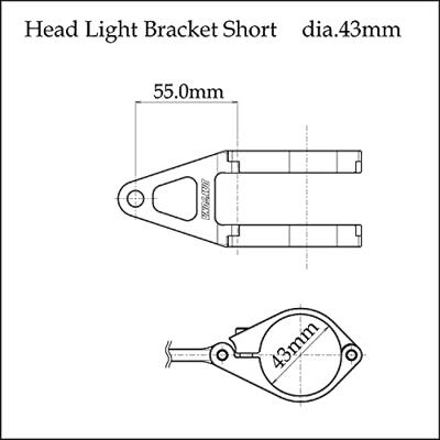 DAYTONA Koplamphouder bracket aluminum short 43mm sw