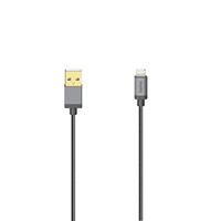 Hama USB-kabel voor iPhone/iPad (Connect. Lightning, USB 2.0, metaal, 0,75 m) zilver, zwart - thumbnail