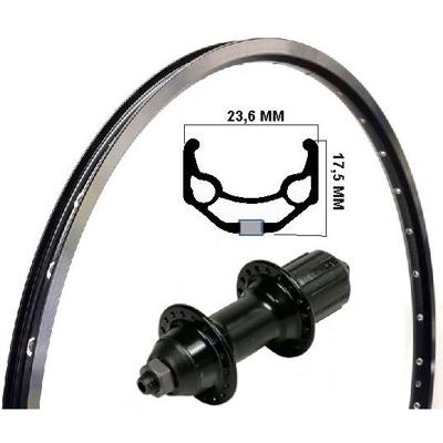 Kgs achterwiel 28 inch (622) zac19 zw/zilver cassette 7 speed uitval