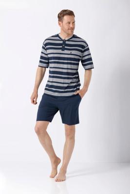 Hajo heren shortama blauw gestreept Hajo heren shortama blauw gestreept