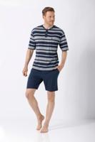 Hajo heren shortama blauw gestreept - thumbnail