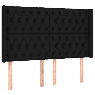 Hoofdbord met randen 163x16x118/128 cm stof zwart