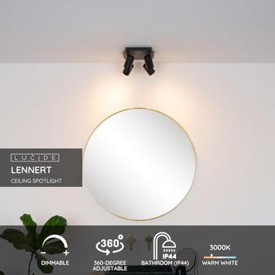 Lucide LENNERT - Plafondspot Badkamer - LED Dimb. - GU10 - 4x5W 3000K - IP44 - Zwart