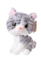 Take Me Home knuffel poes junior 22 cm pluche grijs/wit - thumbnail