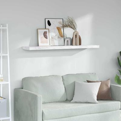 Wandplank met opslag Wit Marmer 120 x 23,5 x 4 cm Bewerkt hout